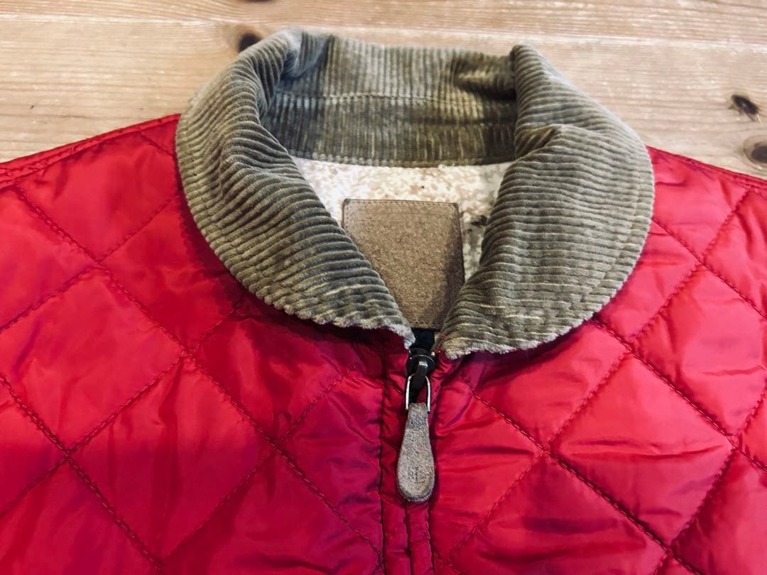 ベスト 古着 90s Lauren ローレン 赤 キルティング XL 極美品