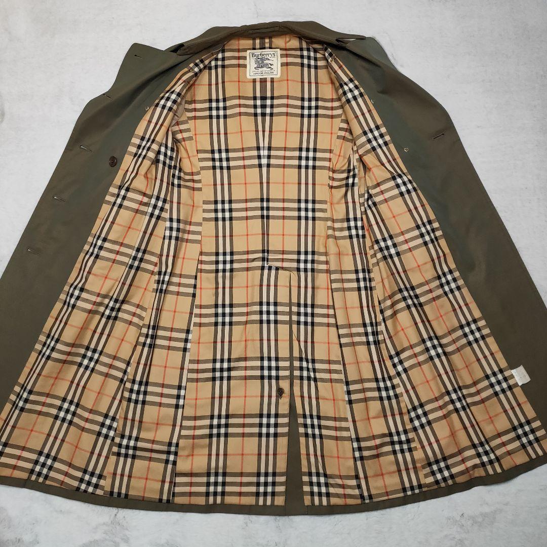 バーバリー トレンチコート 90S ロング丈 ノバチェック ベルト 玉虫色