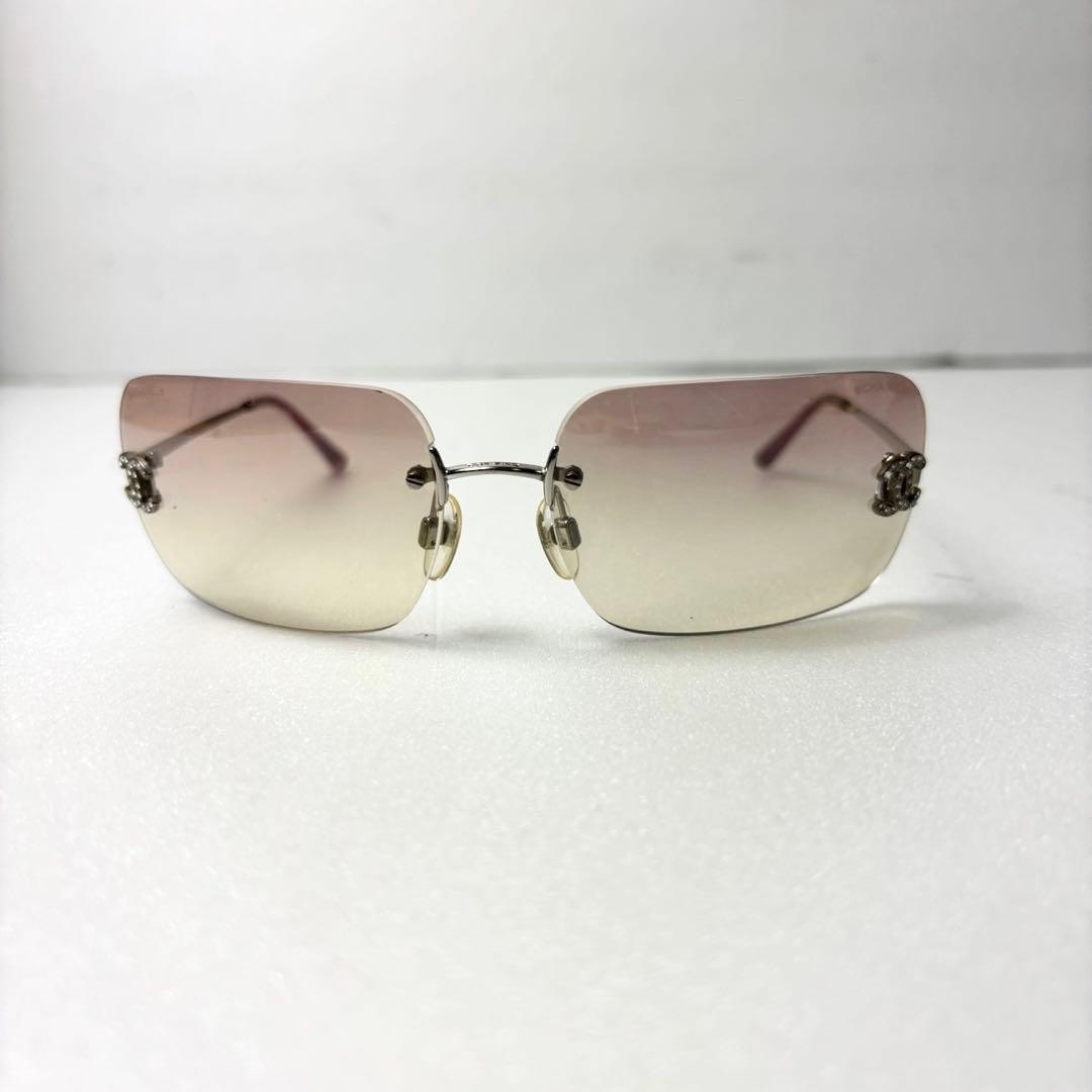 CHANEL サングラス リムレス 4017-d ピンク ストーン ココマーク