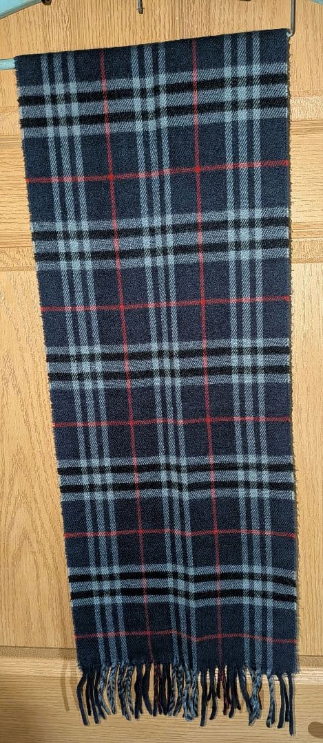 90's Burberry's チェック柄 マフラー ネイビー ENGLAND