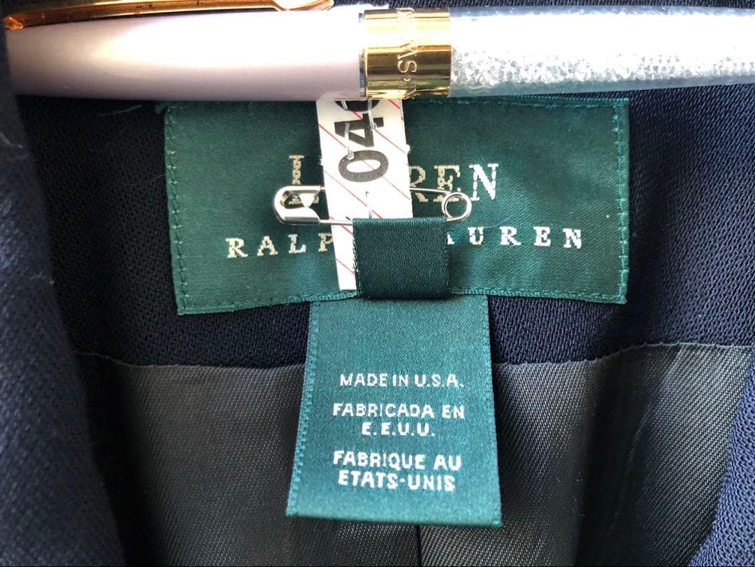 【大きめ極美品】ローレンラルフローレン　紺ブレL ワッペン　金ボタンUSA製