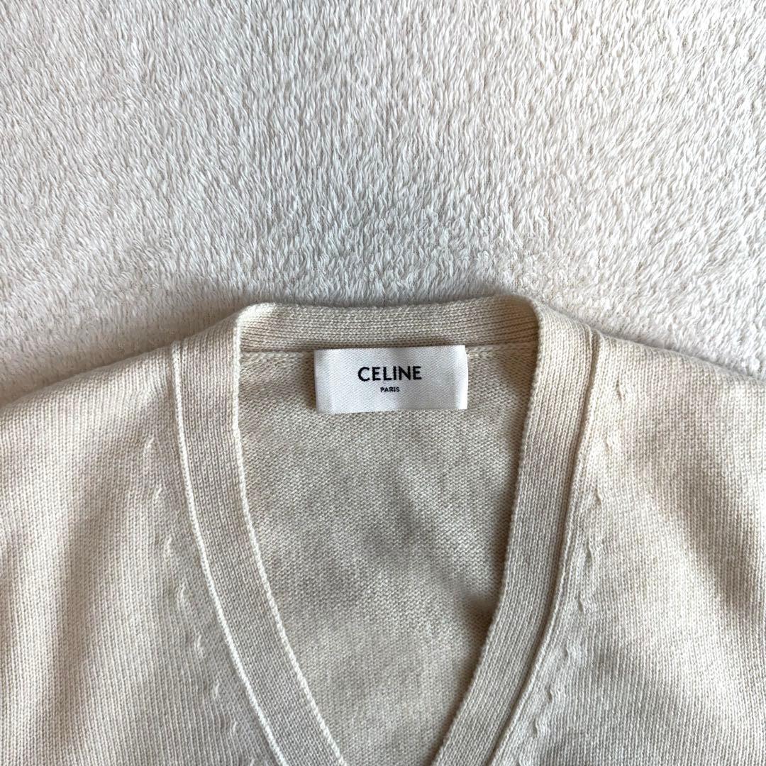 CELINE セリーヌ カシミヤ カーディガン トリオンフ 金ボタン アイボリー