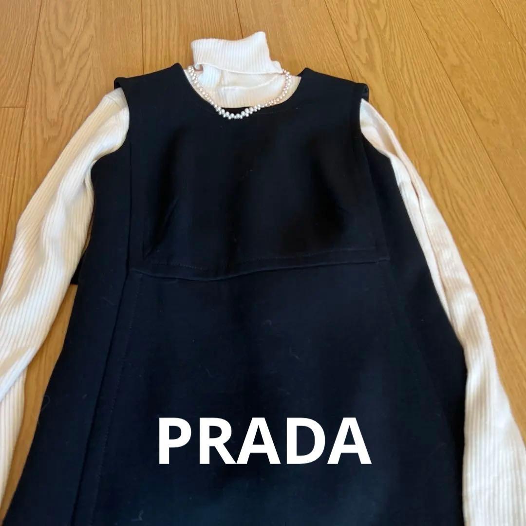 PRADA ノースリーブワンピース　ジャンバースカート黒