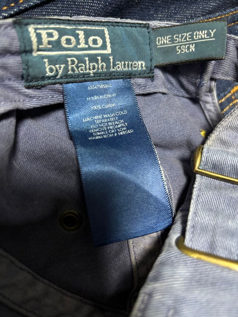 90's Polo Ralph Lauren キャップ フェード水色 /ポニー白