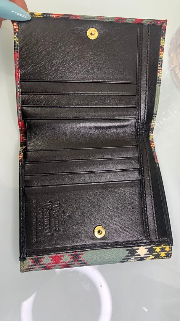 良品 ヴィヴィアンウエストウッド 財布 タータンチェック Wホック レザー ロゴ