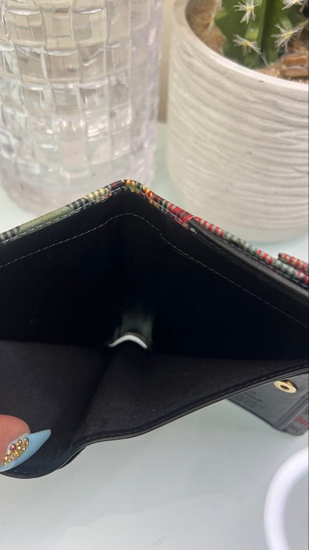 良品 ヴィヴィアンウエストウッド 財布 タータンチェック Wホック レザー ロゴ