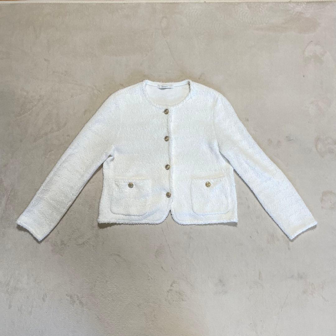 美品　ANAYI 2025SS ペーパーシャギーモール カーディガン　38 M