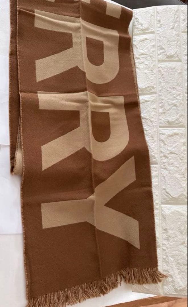 BURBERRY バーバリー ブラウン ロゴ入り マフラー