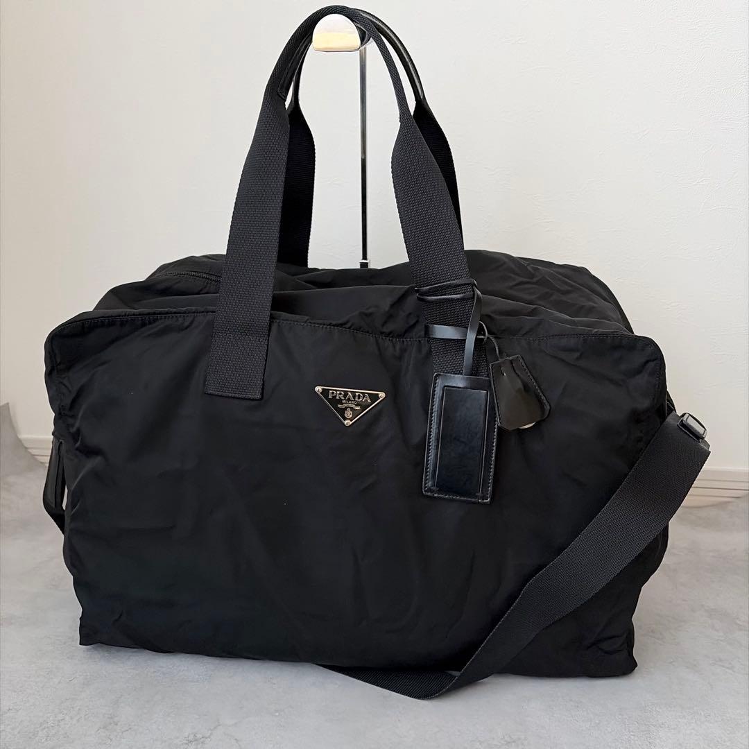 【美品✨】PRADA ボストンバッグ　2way 三角ロゴ　ナイロン　軽量　大型