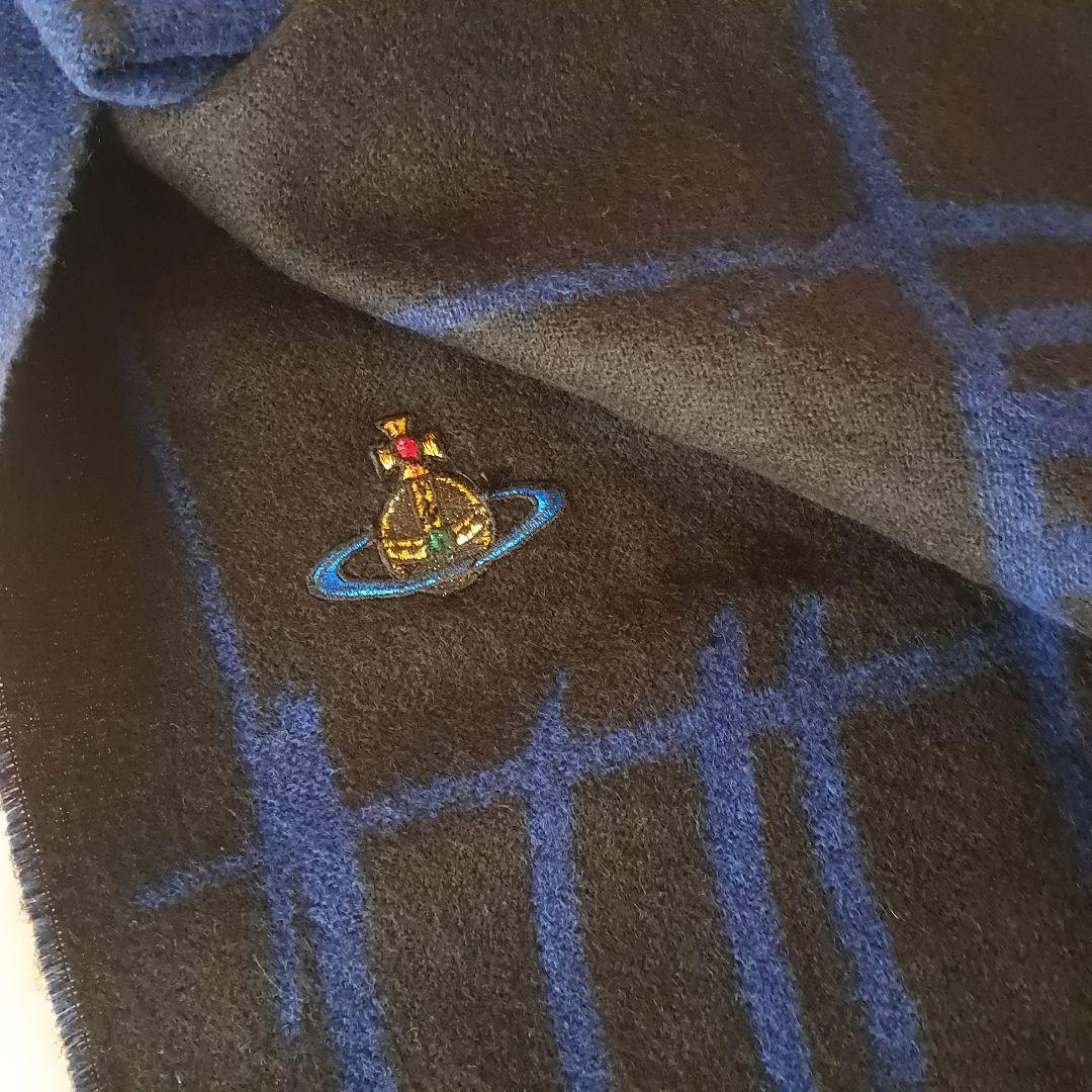 良品　ヴィヴィアンウエストウッド　リバーシブル　イタリア製　マフラー　オーブ刺繍