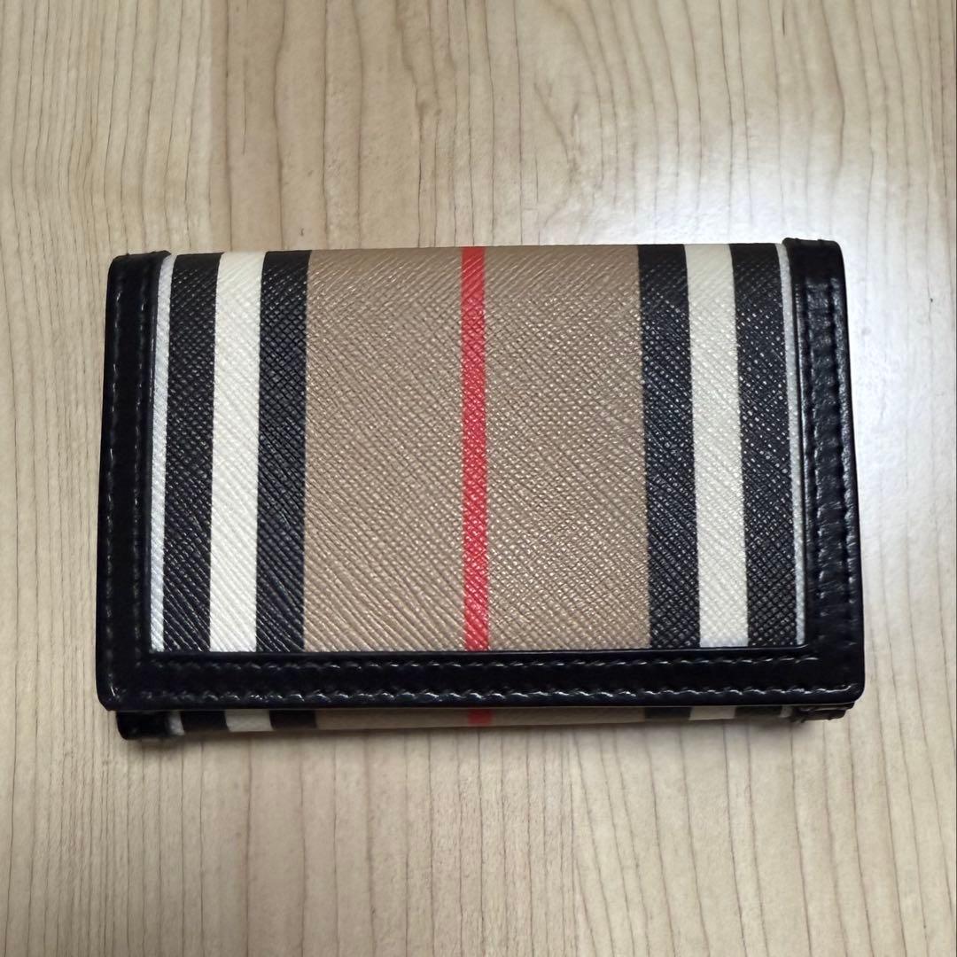 【極美品】BURBERRY 三つ折り財布 ストライプ