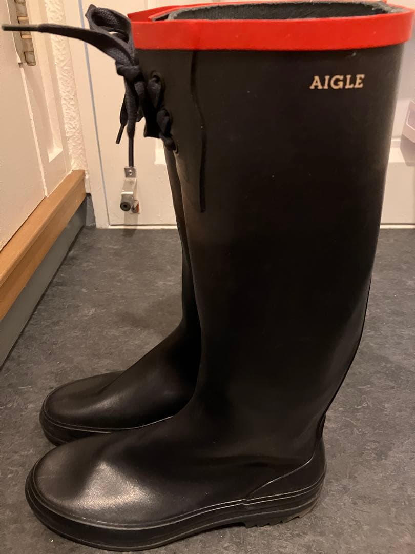 AIGLE 黒 ラバー レインブーツ size 39