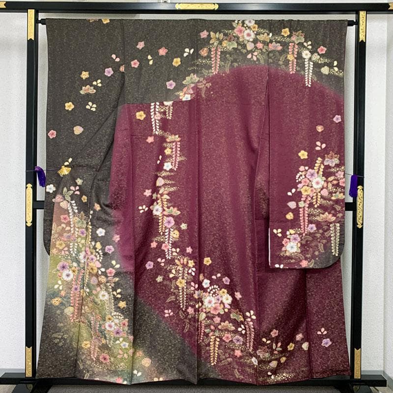 601z15〇翠山工房 徳永憲峯 振袖 金通し 地紋 辻が花絞り染〇美品 成人式