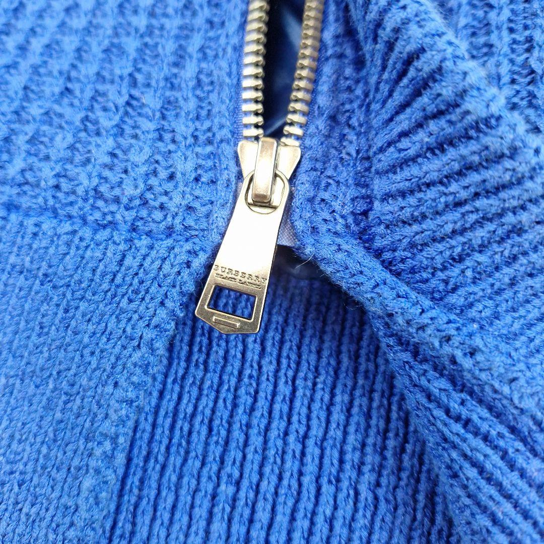 BURBERRY　ブラックレーベル　ニットダッフル　ブルー　ロゴプレート　M