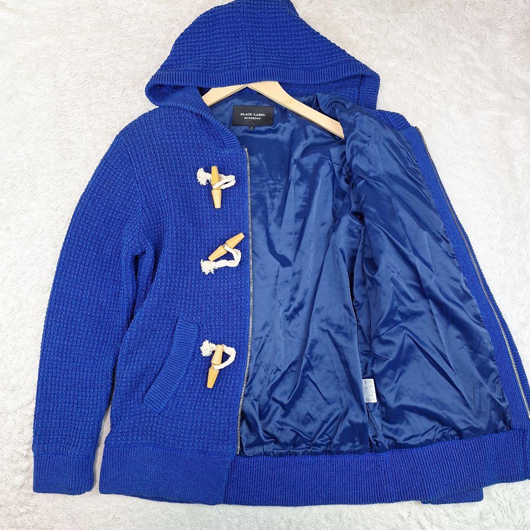 BURBERRY　ブラックレーベル　ニットダッフル　ブルー　ロゴプレート　M