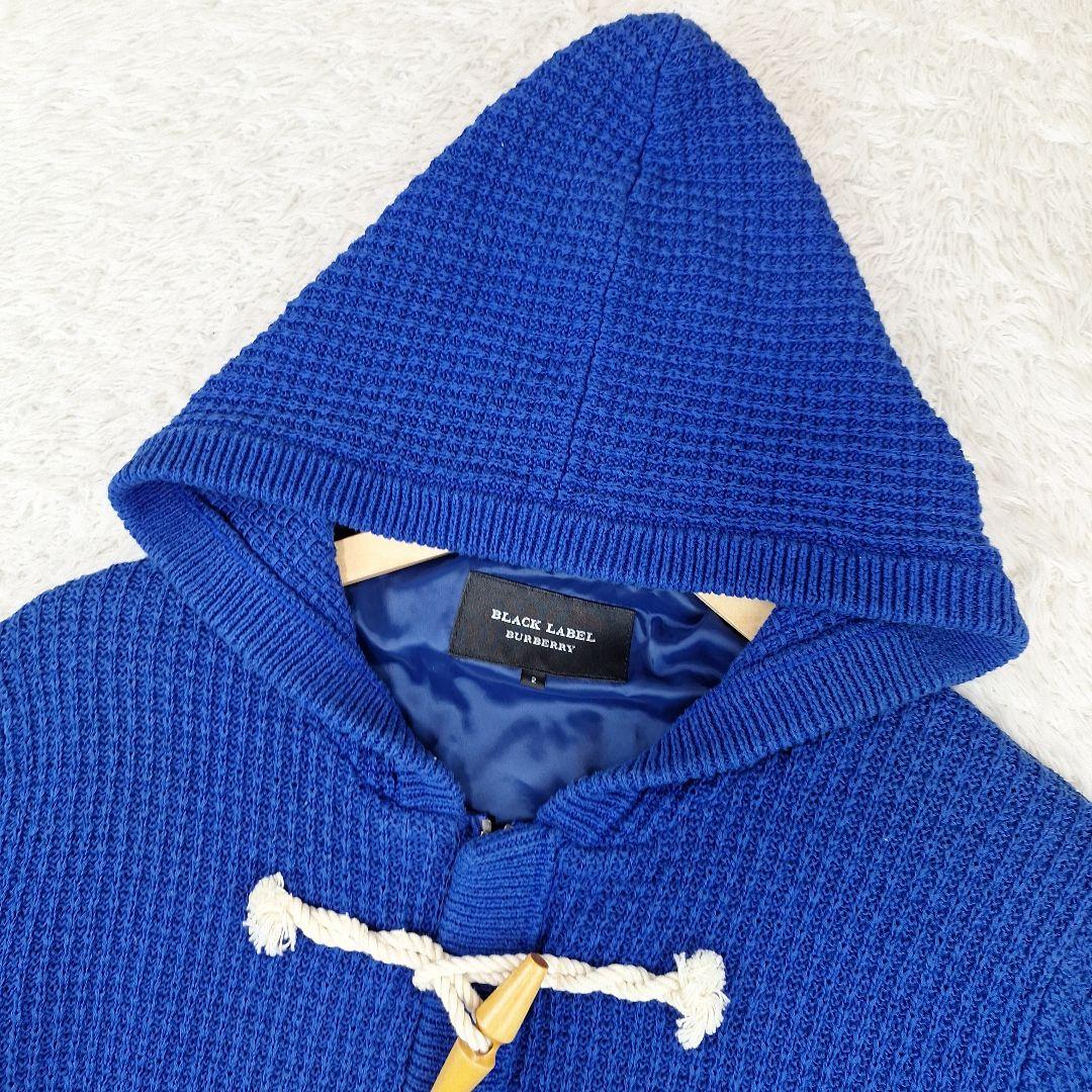 BURBERRY　ブラックレーベル　ニットダッフル　ブルー　ロゴプレート　M