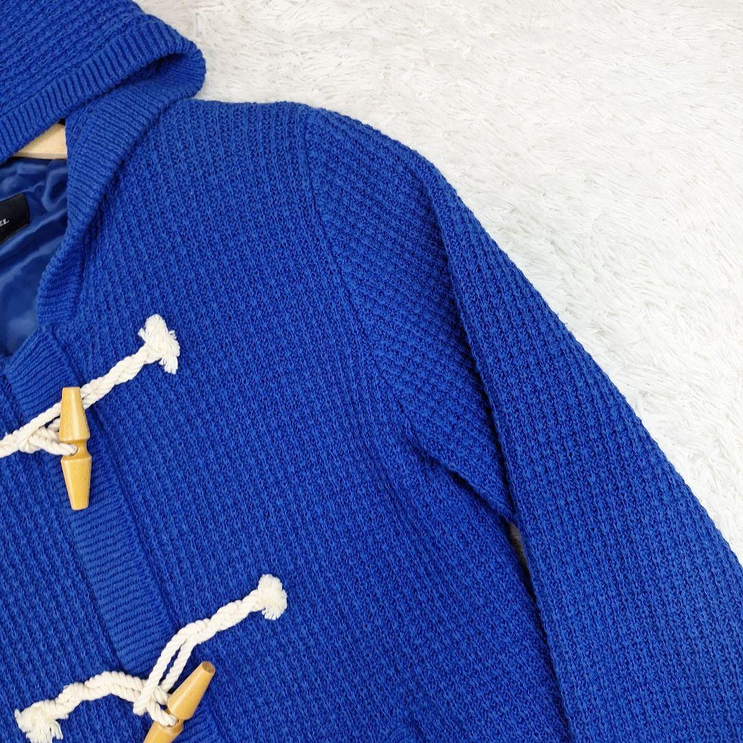 BURBERRY　ブラックレーベル　ニットダッフル　ブルー　ロゴプレート　M