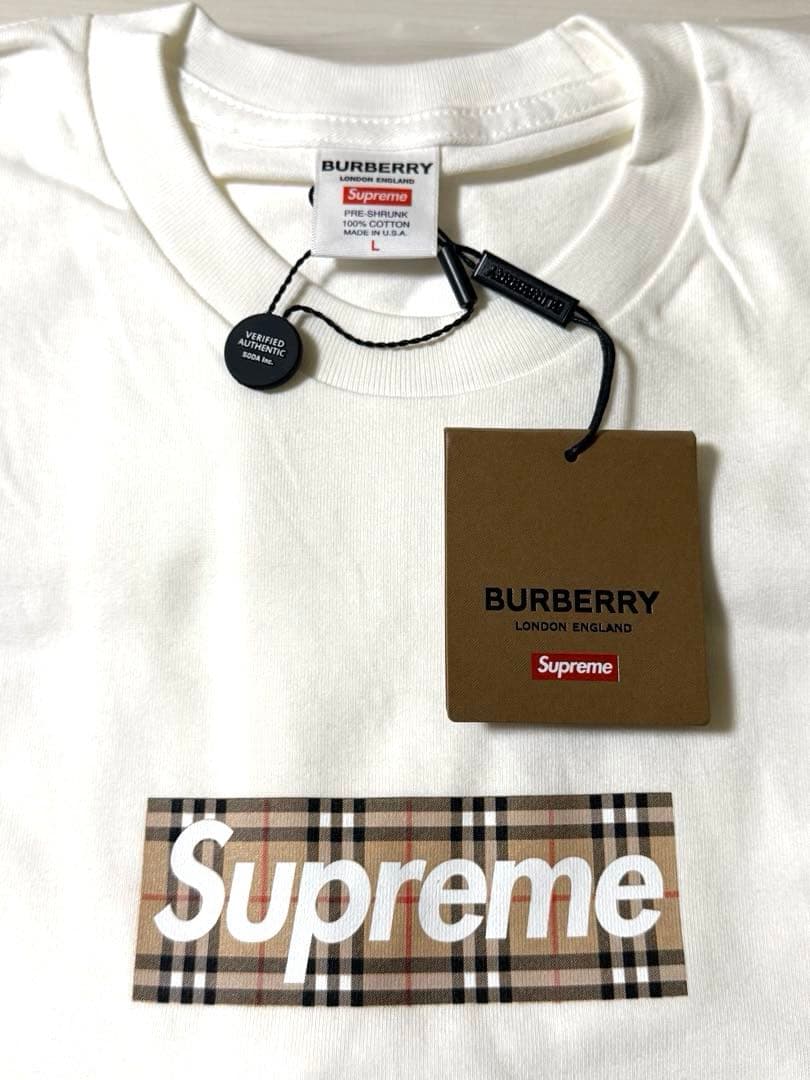 新品 Supreme × Burberry BOX logo Tシャツ L