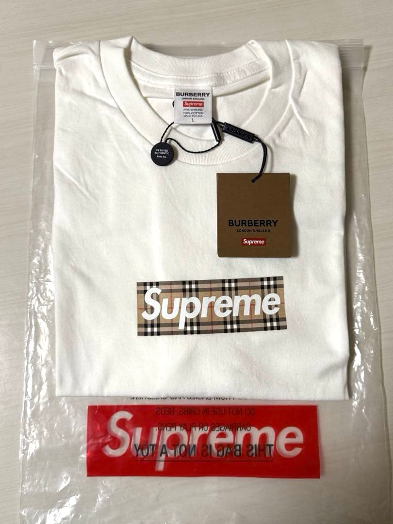 新品 Supreme × Burberry BOX logo Tシャツ L