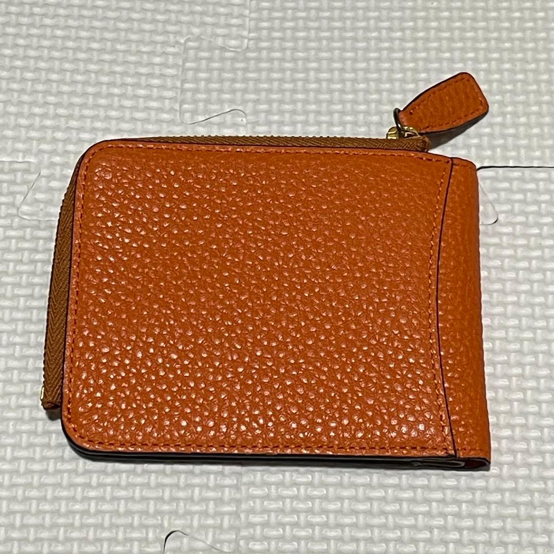 新品 Pelle Borsa マーノグッズ レザー 2つ折り 財布 オレンジ