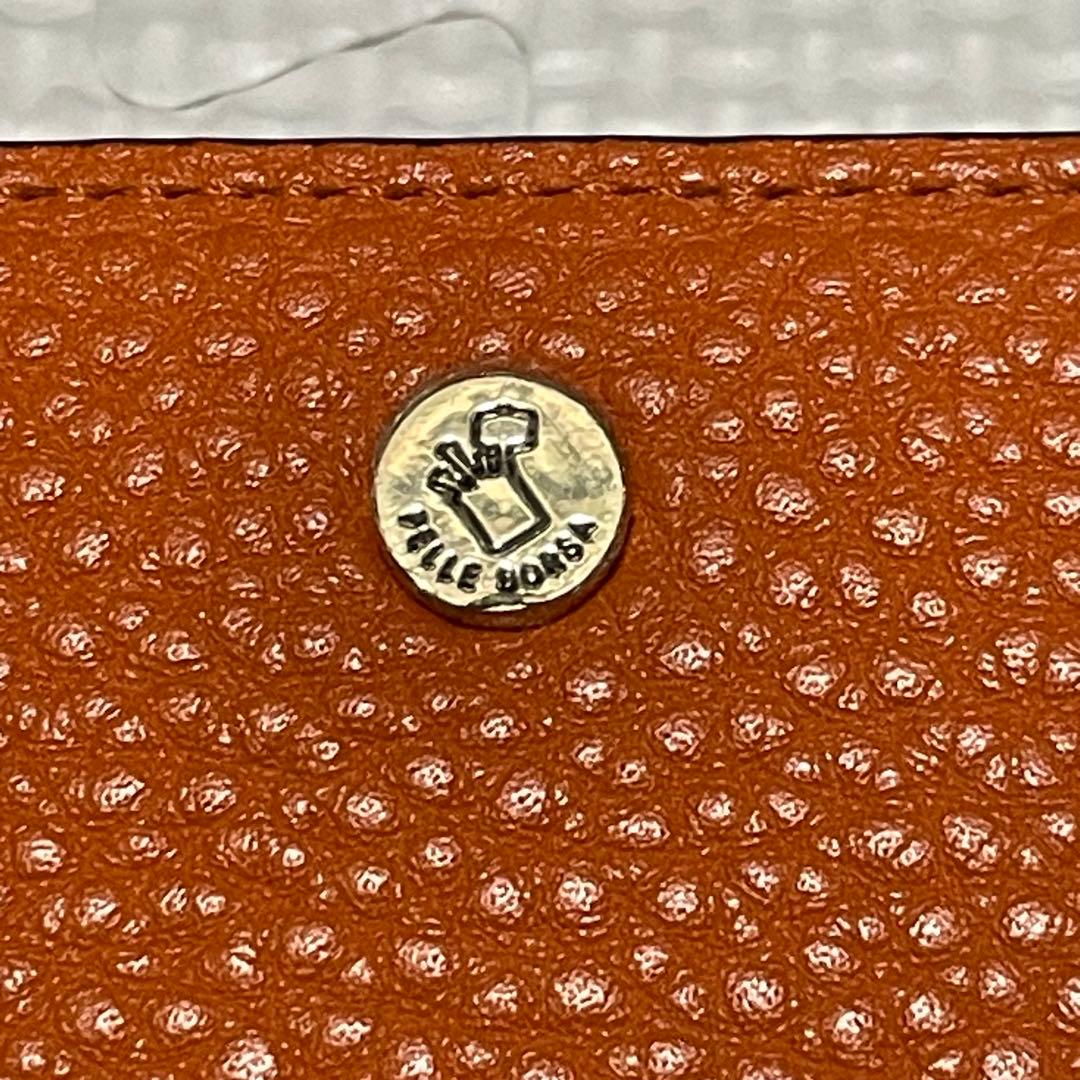 新品 Pelle Borsa マーノグッズ レザー 2つ折り 財布 オレンジ