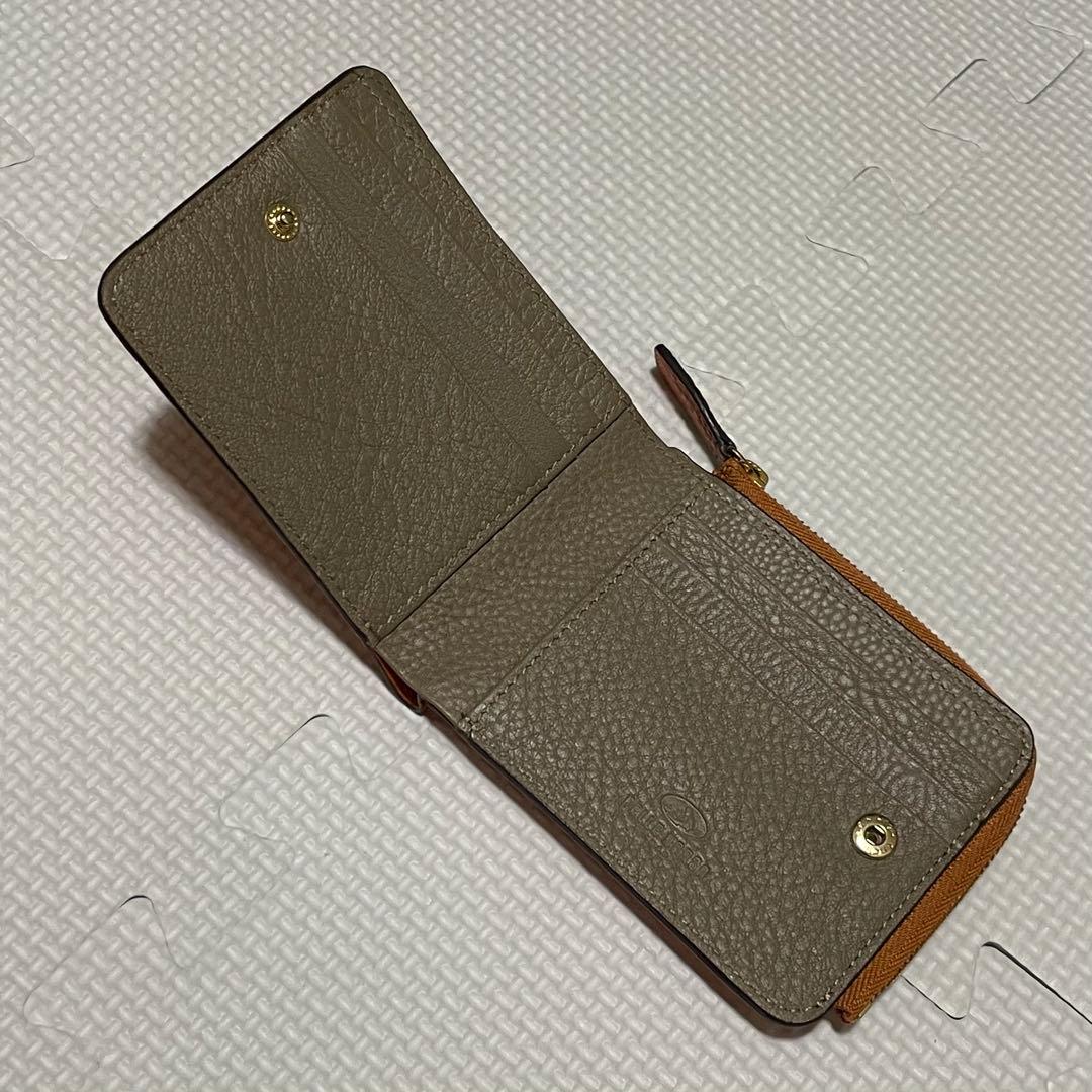 新品 Pelle Borsa マーノグッズ レザー 2つ折り 財布 オレンジ