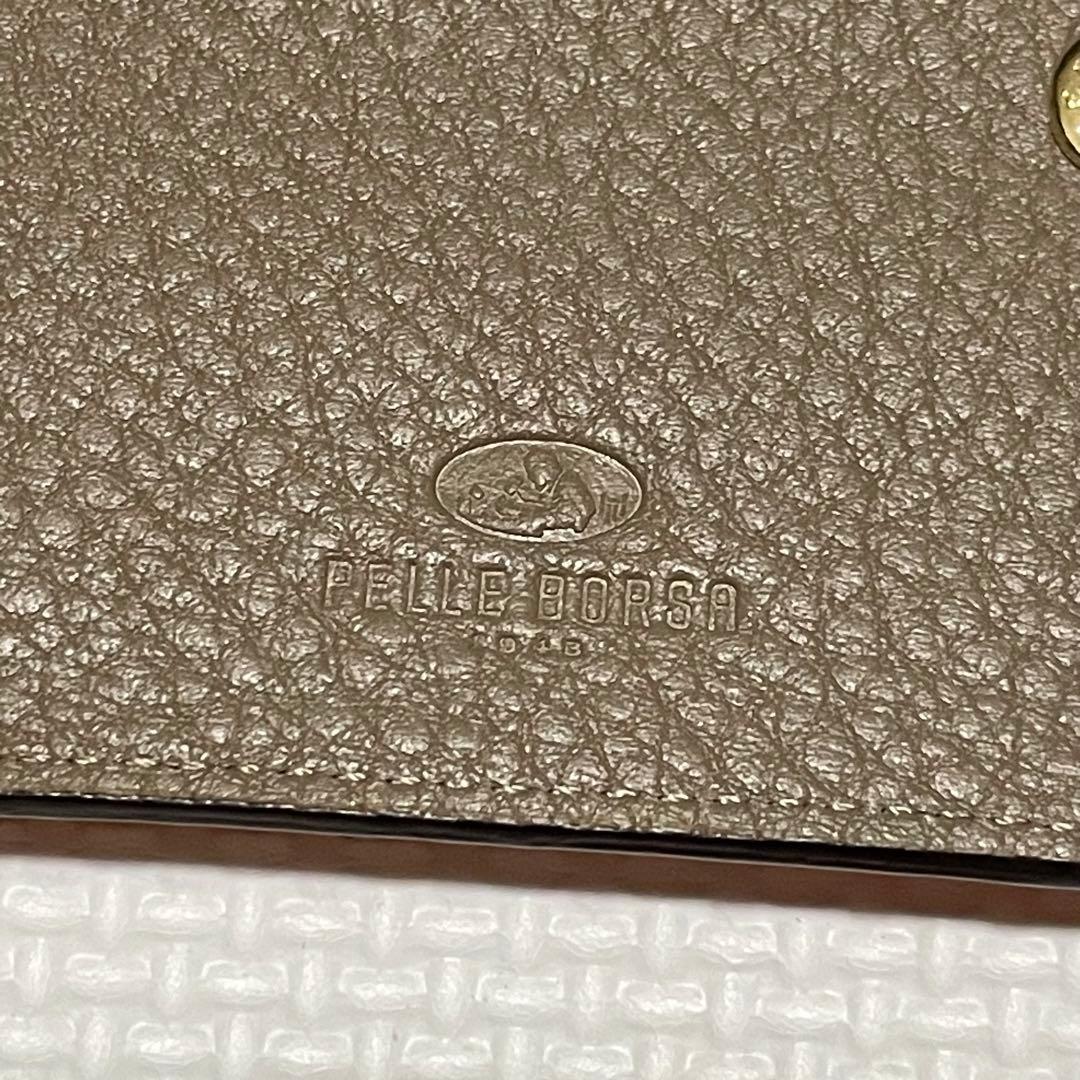 新品 Pelle Borsa マーノグッズ レザー 2つ折り 財布 オレンジ