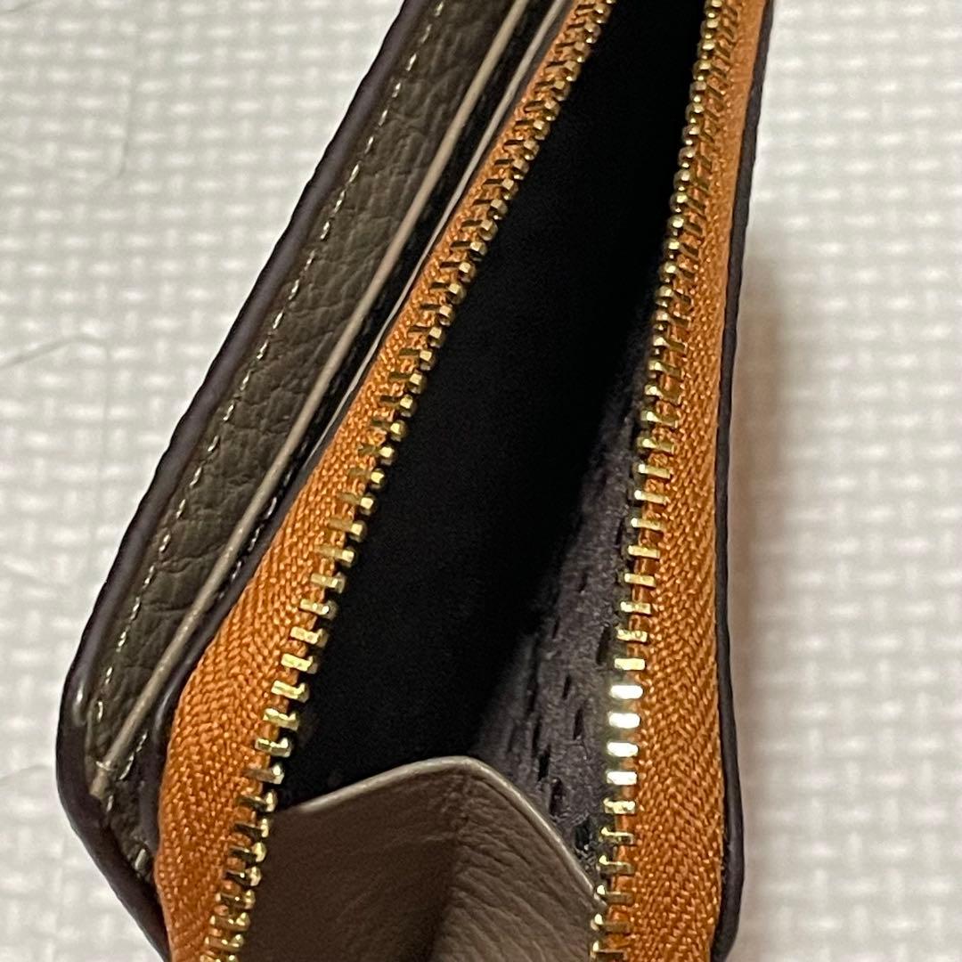新品 Pelle Borsa マーノグッズ レザー 2つ折り 財布 オレンジ