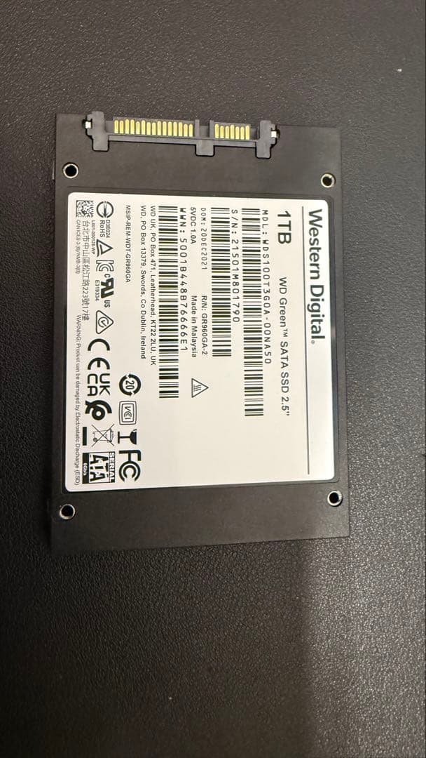 WD Green 1TB SATA SSD 2.5インチ