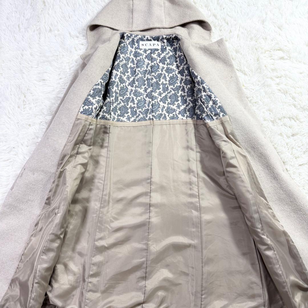 専用 SCAPA 近年モデル　フーデッドコート　裏地ペイズリー柄　アンゴラ混