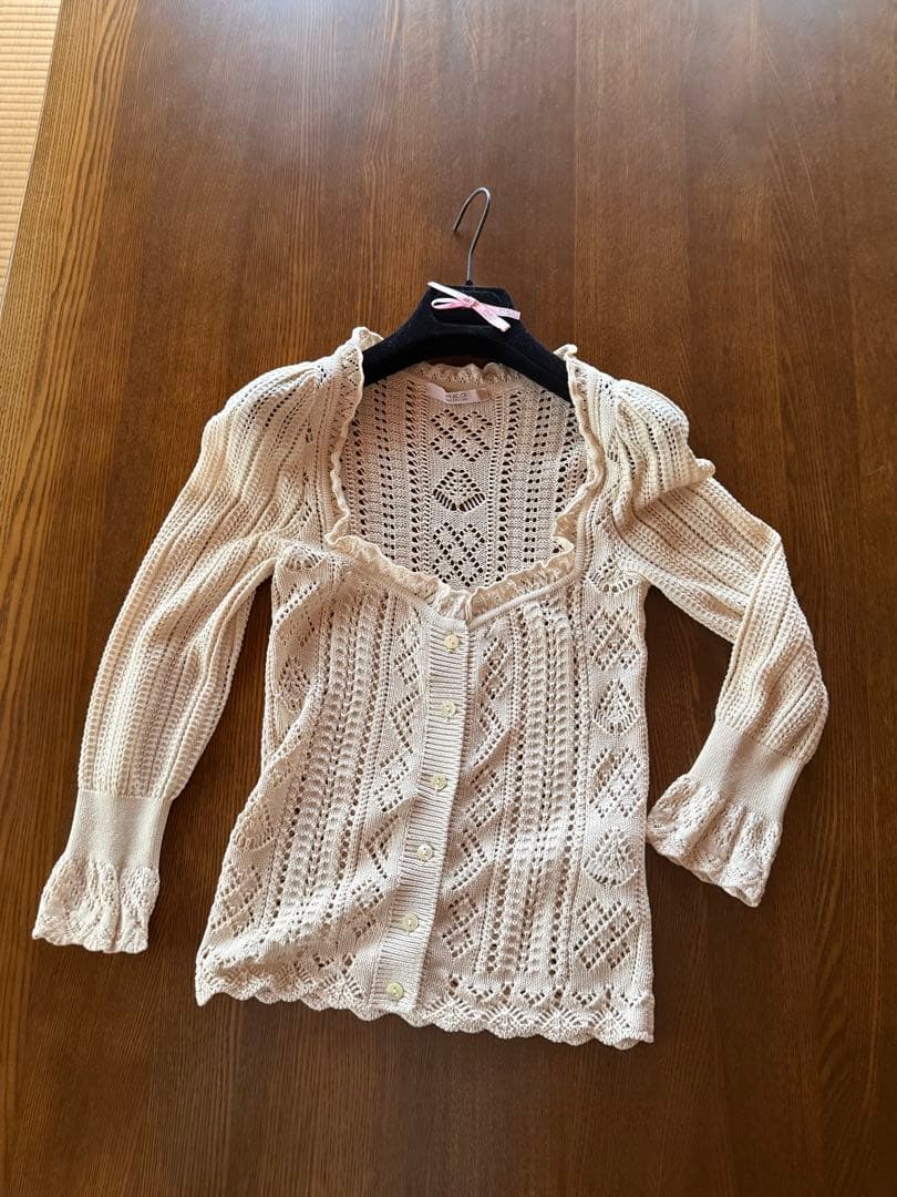 R.E.D. VALENTINO アイボリー レース編み カーディガン