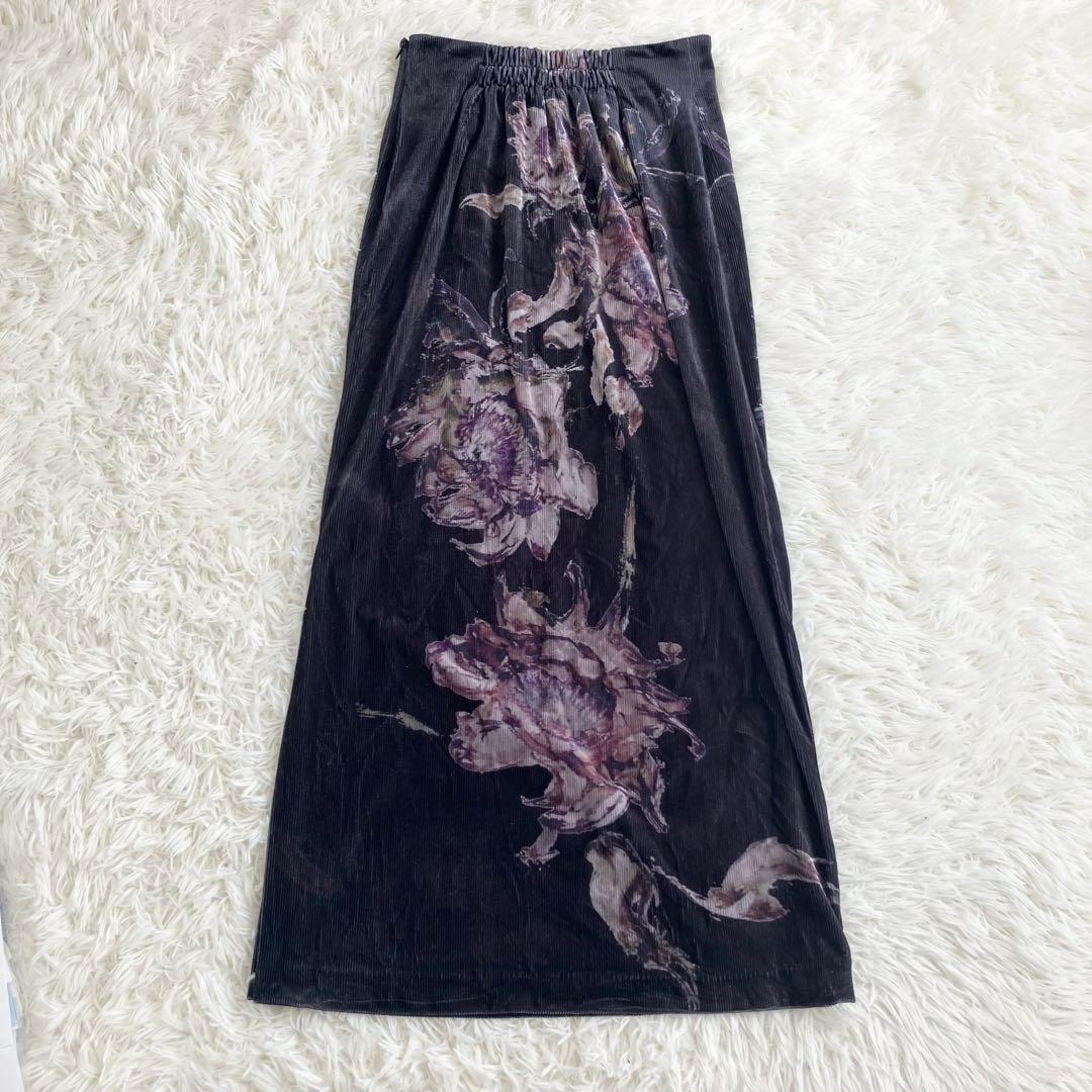 Ameri　DRY FLOWER VELOUR SKIRT