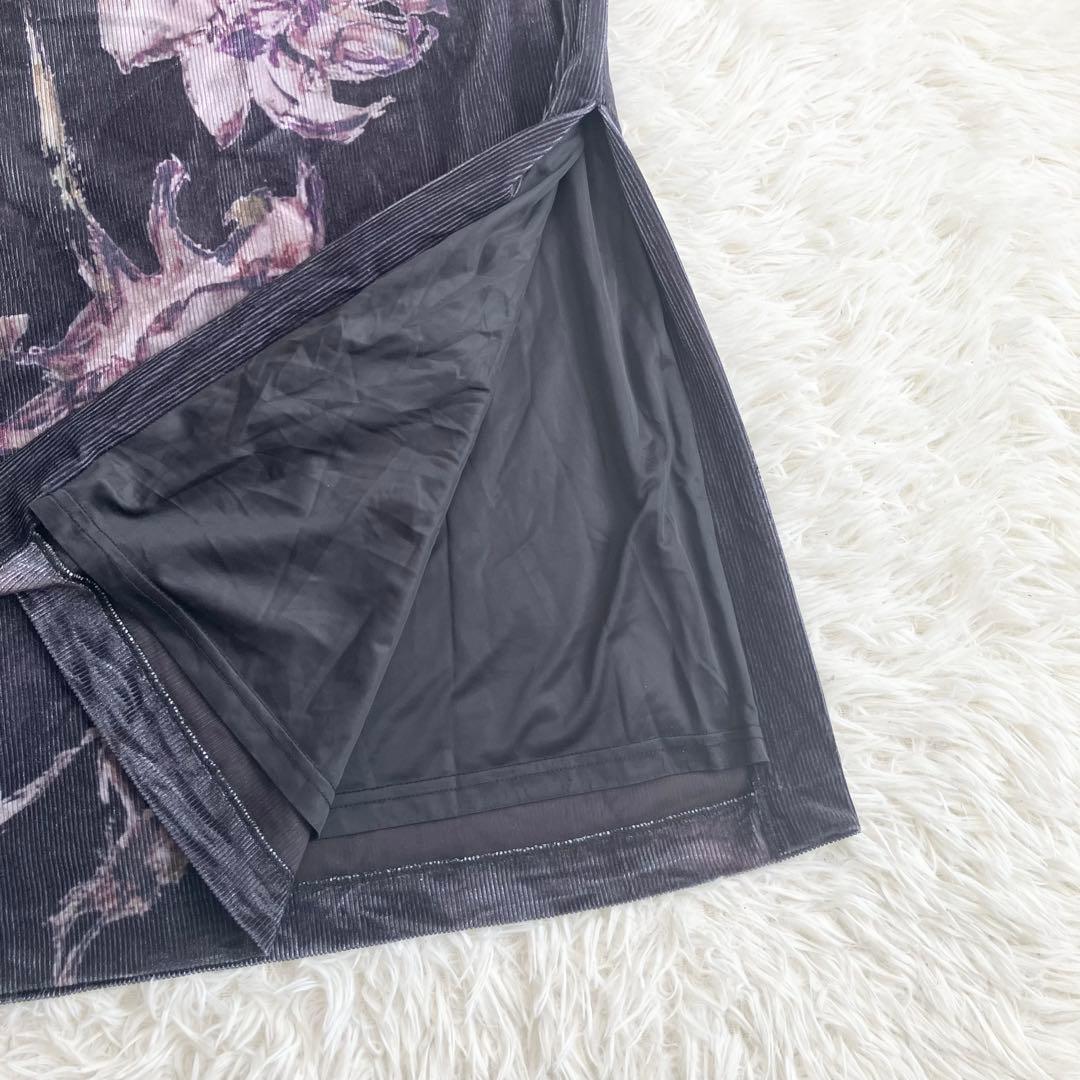 Ameri　DRY FLOWER VELOUR SKIRT