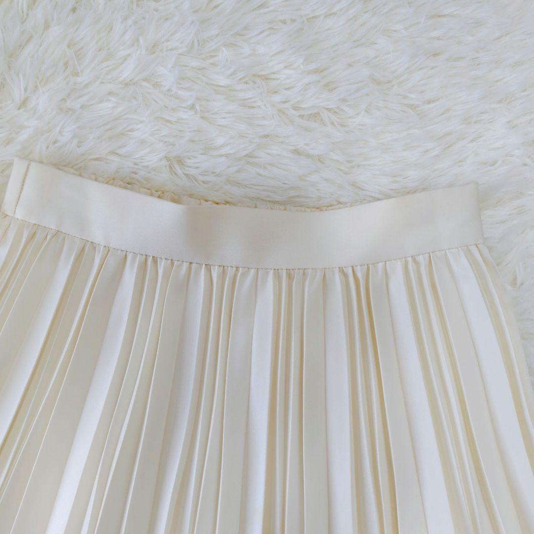 【美品　ANAYI】プリーツロングスカート オフホワイト 春コーデ
