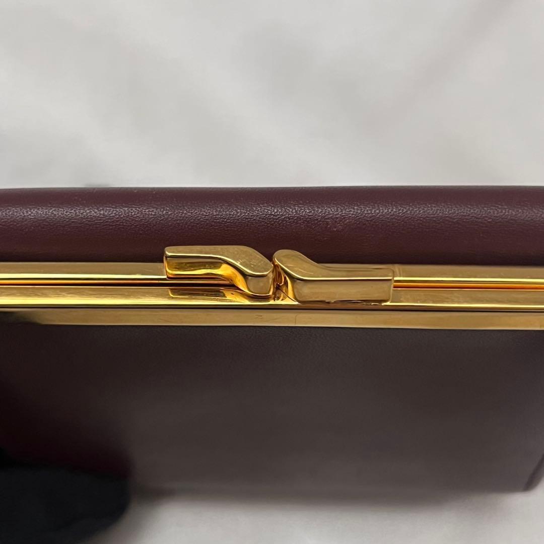 ◇極美品◇カルティエ　マストライン　がま口コンパクト財布　ボルドー×ゴールド