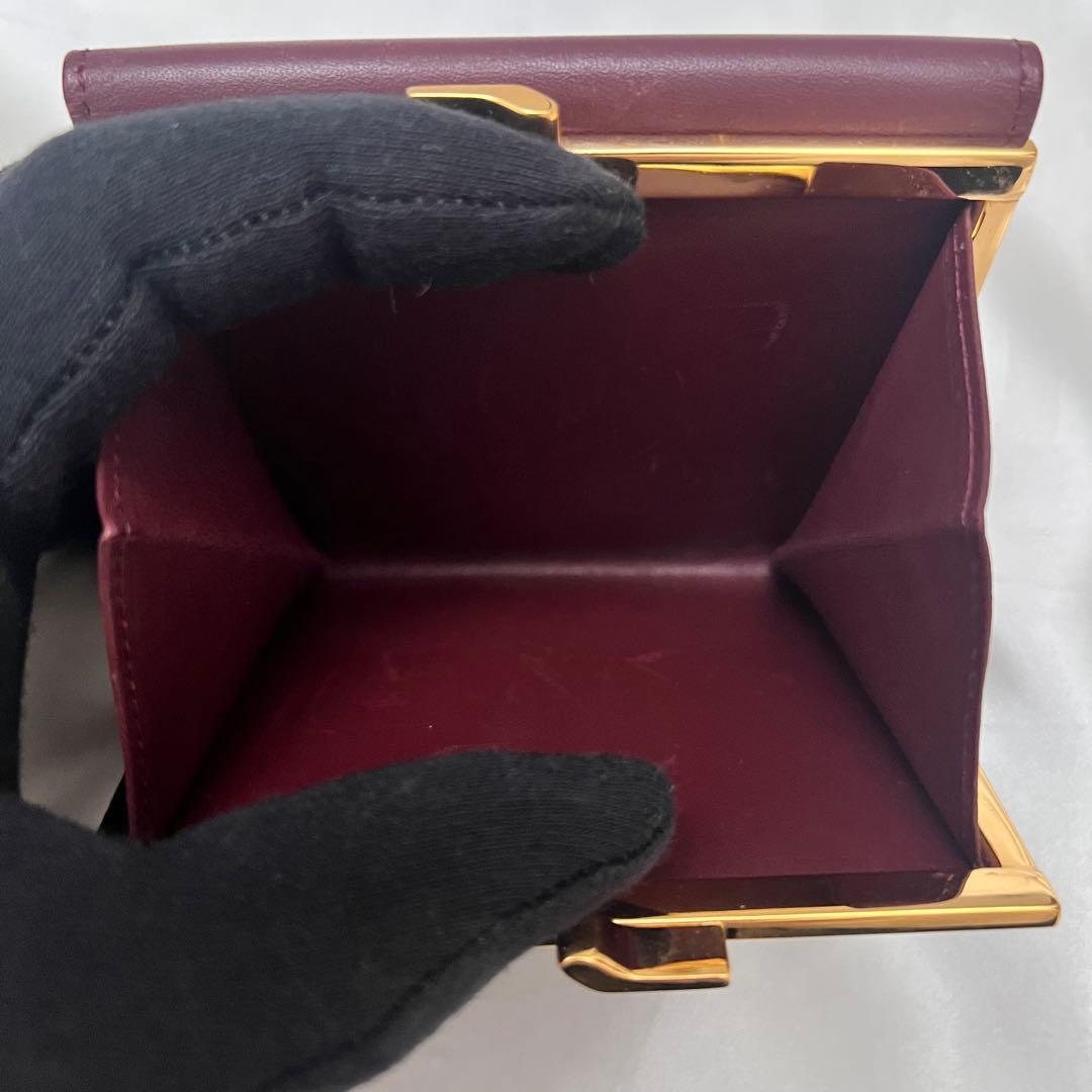 ◇極美品◇カルティエ　マストライン　がま口コンパクト財布　ボルドー×ゴールド