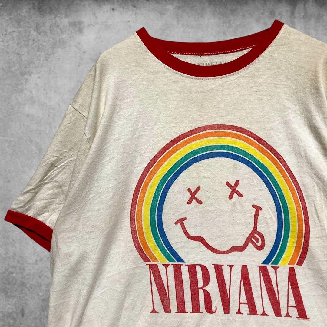 BOMW リンガー Tシャツ 古着 白 ニルバーナ NIRVANA にこ バンド
