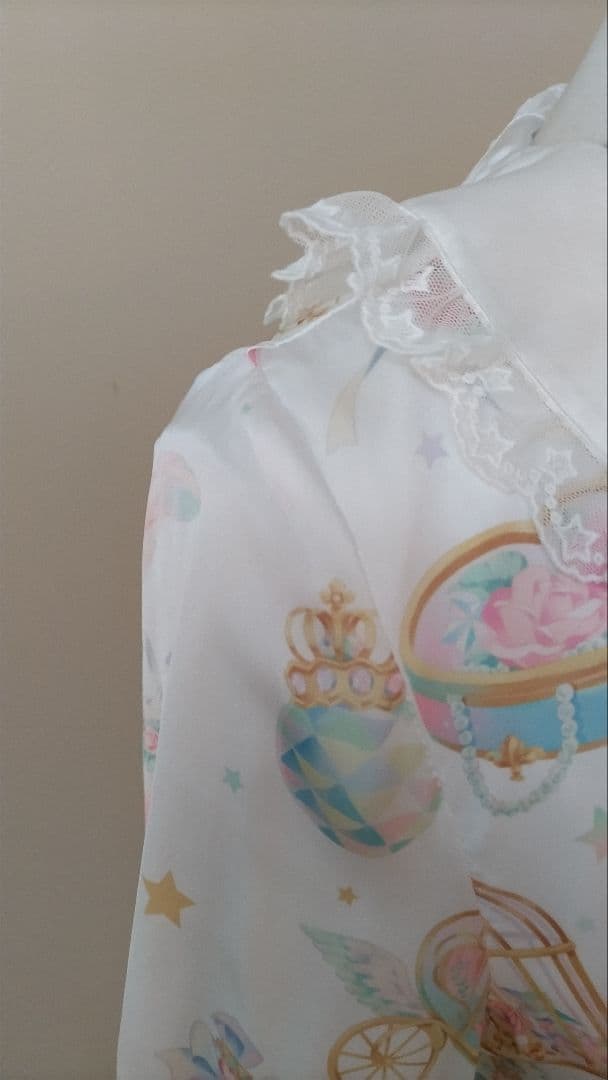 No.2881_海外ロリィタ_未使用白宝石香水瓶柄ツルツル生地簡易パニエセット