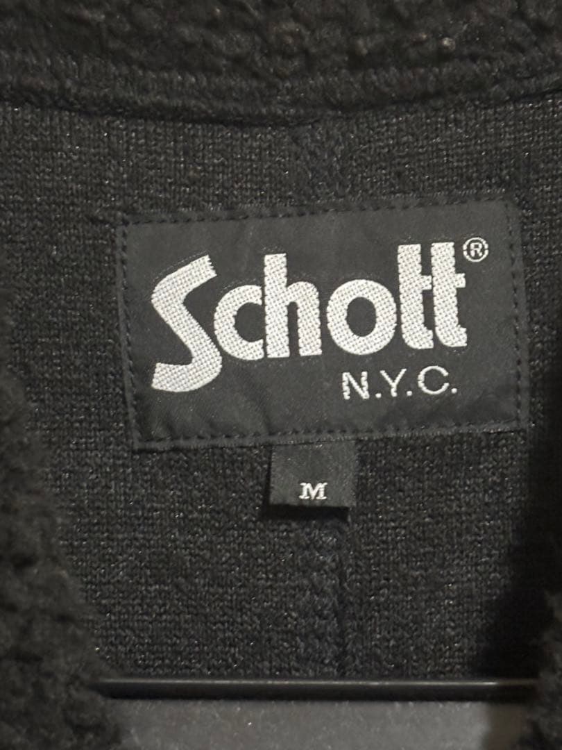 Schott ボアレザーベスト M ブラック