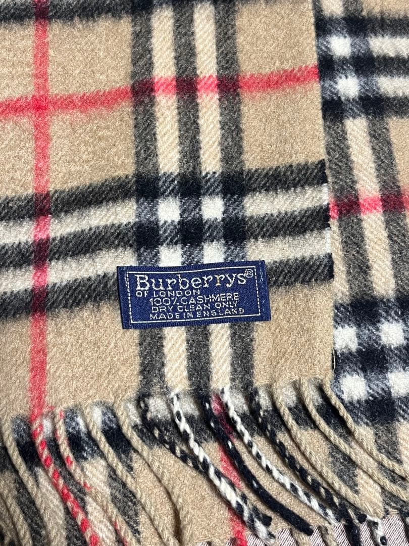 BURBERRY カシミヤ100% チェック柄マフラー英国製