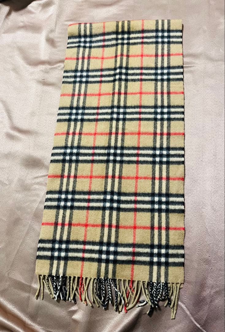 BURBERRY カシミヤ100% チェック柄マフラー英国製