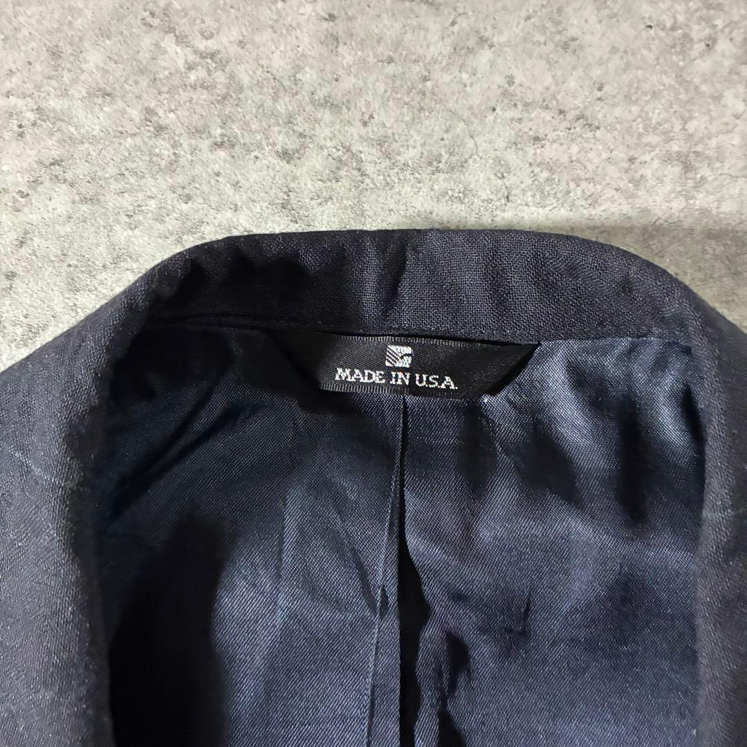 80s Ralph Laurenストライプテーラードジャケットダークネイビー