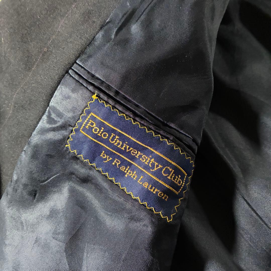80s Ralph Laurenストライプテーラードジャケットダークネイビー