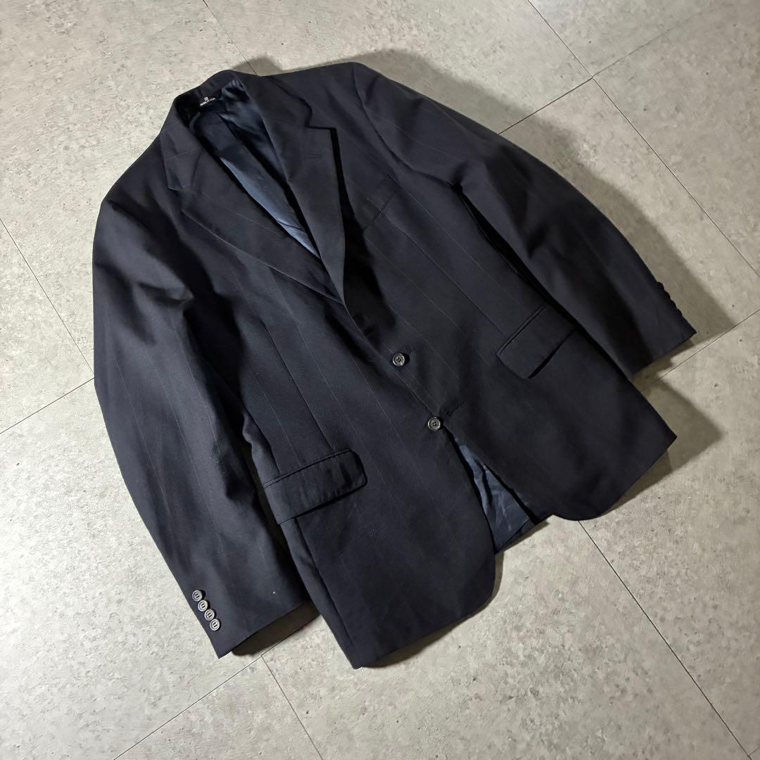 80s Ralph Laurenストライプテーラードジャケットダークネイビー