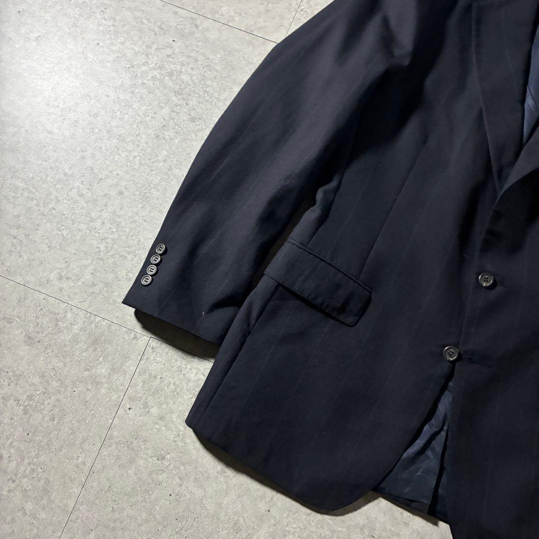 80s Ralph Laurenストライプテーラードジャケットダークネイビー