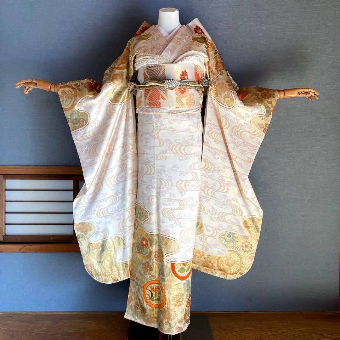 振袖フルセット　手描き友禅　手刺繍　金彩　成人式振袖　振袖　➕サイズ