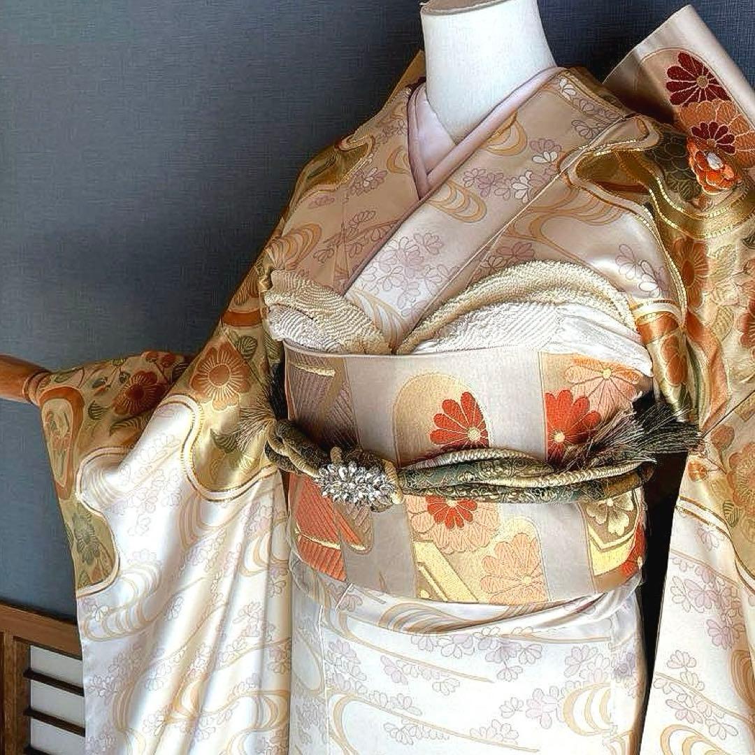 振袖フルセット　手描き友禅　手刺繍　金彩　成人式振袖　振袖　➕サイズ