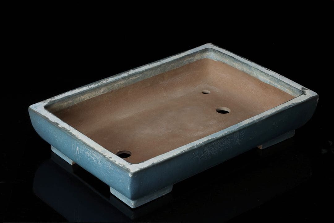 盆栽鉢 幅50cm 高さ9.7cm 青 盆栽用具 盆器 古美術品 骨董品