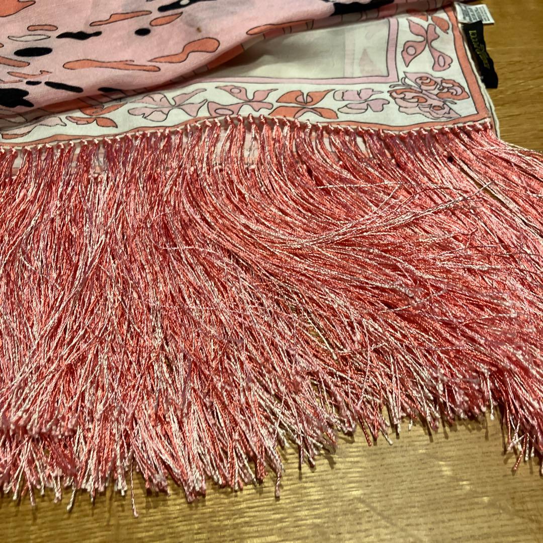 大判ストール　EMILIO PUCCI ピンク フリンジ ストール