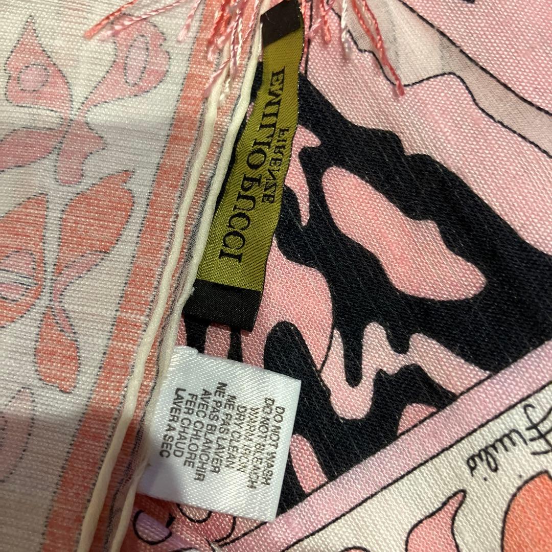 大判ストール　EMILIO PUCCI ピンク フリンジ ストール